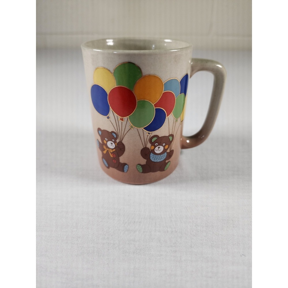 Otagiri Japan‎ Stoneware Coffee Tea Mug Teddy Bears with Balloons Multicolor